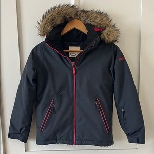 Roxy Navy Winter Jacket with Faux Fur Trim